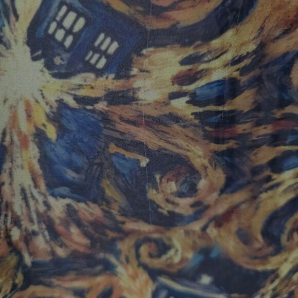 Doctor Who Exploding Tardis Kimono Chiffon Fringe Open Front Comic Con - Picture 8 of 14